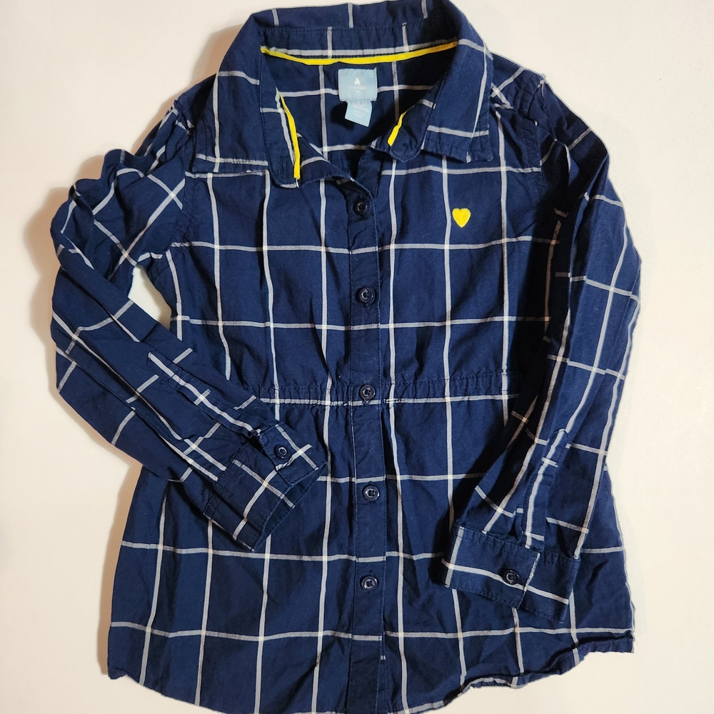 Baby Gap Navy Blue Checkered Kids Shirt Size: 5